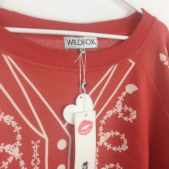 NWT WILDFOX Red Graphic Cropped Sweater - S1 - Picture 3 of 6